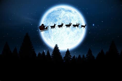 Santa Sleigh And Reindeer Moon