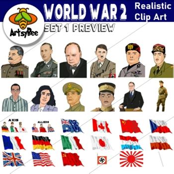 World War II clip art 30 images: Set 1_War Leaders, Flags & Important ...