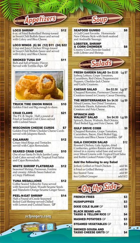 Schooners Menu | Sweet chili, Entree recipes chicken, Dinner menu