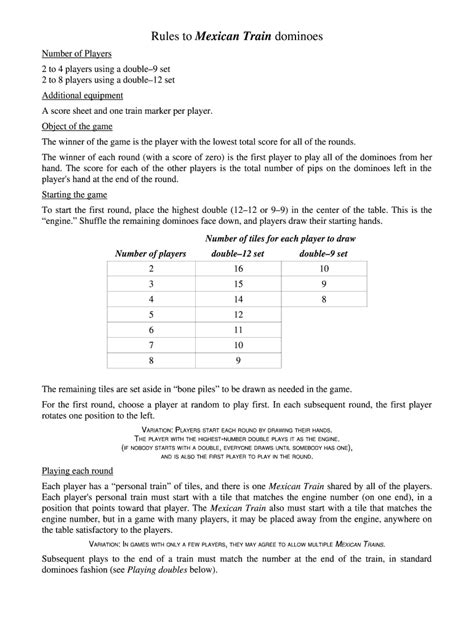 Mexican Train Dominoes Rules Pdf - Fill Online, Printable, Fillable ...