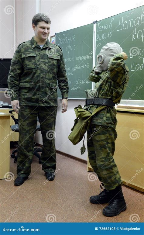 Training Putting on the Gas Mask. Editorial Stock Photo - Image of full, military: 72652103