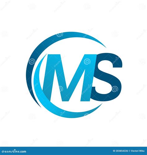 Initial Letter MS Logotype Company Name Blue Circle and Swoosh Design. Vector Logo for Business ...