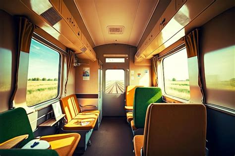 Premium Photo | Light train interior with leather yellow seats