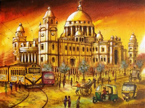 Buy VICTORIA MEMORIAL IN KOLKATA Handmade Painting by ANIRBAN SETH ...