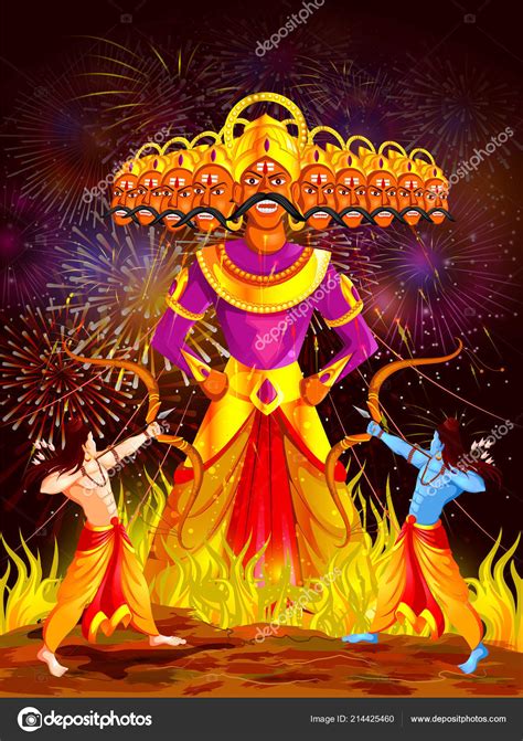 Lord Rama killing Ravana in Happy Dussehra festival of India — Stock ...