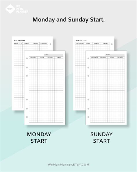 Personal Monthly Schedule Planner Printable on Two Pages - Etsy UK