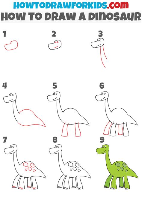 How to Draw a Simple Dinosaur - Easy Drawing Tutorial For Kids