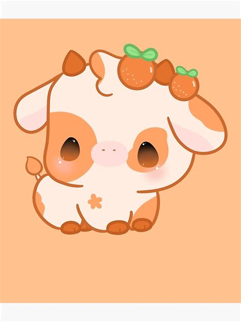 "Orange Cow kawaii" Poster for Sale by MayBK | Redbubble