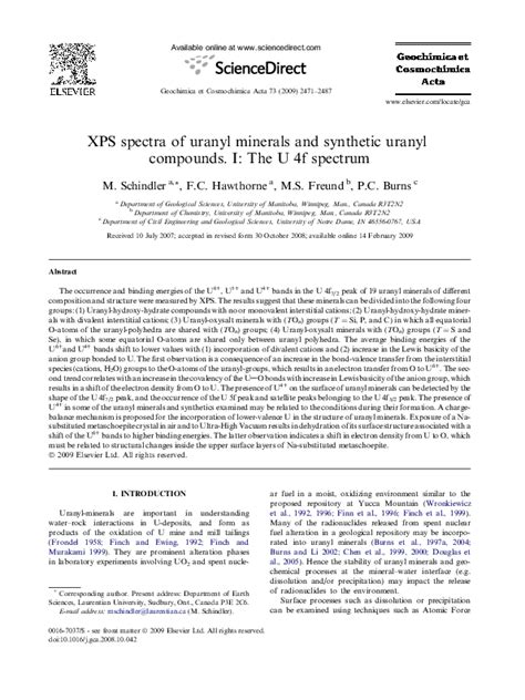 (PDF) XPS spectra of uranyl minerals and synthetic uranyl compounds. II: The O 1s spectrum ...