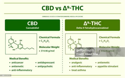 Cbd Vs 9thc Cannabidiol Vs Delta 9 Tetrahydrocannabinol Horizontal ...