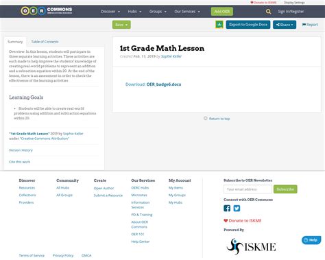 1st Grade Math Lesson | OER Commons