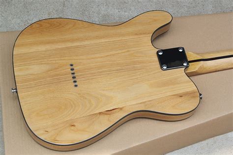 Natural Wood Color Ash Electric Guitar With Black Binding Body,Maple Fretboard,Black Pickguard ...