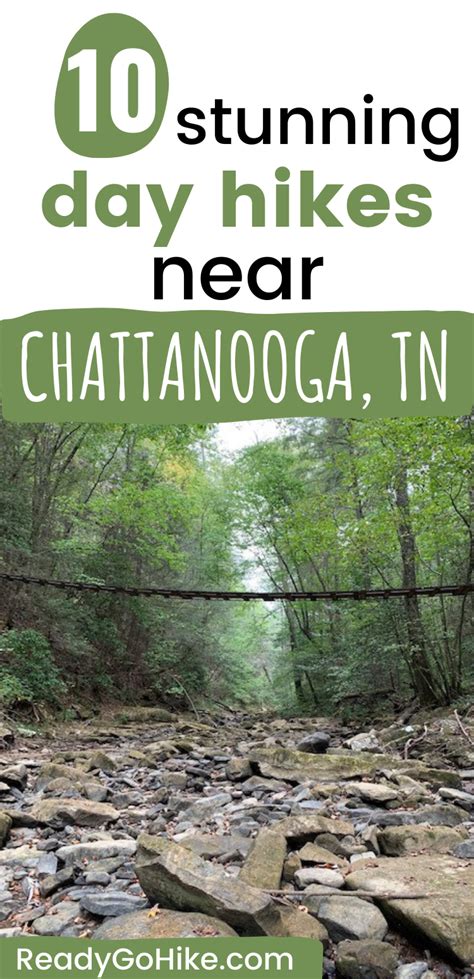 Picture of hiking trail in Chattanooga with text overlay 10 Stunning Day Hikes Near Chattanooga ...