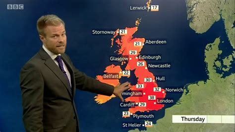 BBC Weather Wednesday 24th July 2019 - Day before 38.7°C at Cambridge during heatwave. - YouTube