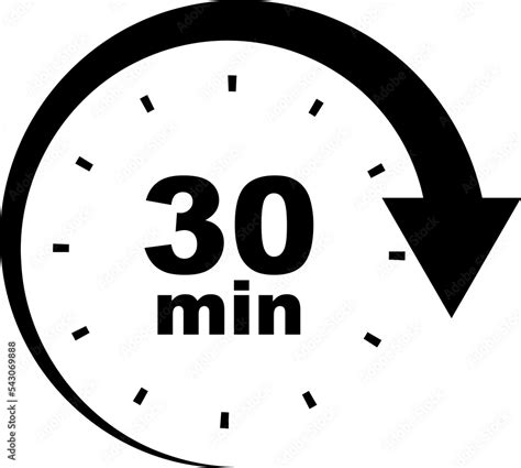 30 min timer. Stopwatch symbol in png. Countdown sign. 30 minutes clock Illustration Stock ...