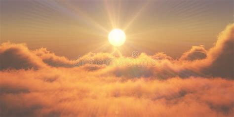 Heaven, Sunset Over the Clouds Stock Illustration - Illustration of yellow, fantasy: 204561447