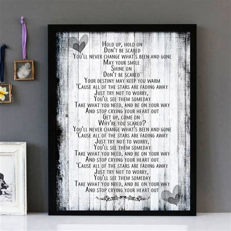 "Stop Crying Your Heart Out" - Oasis - Framed Lyrics Wall Art