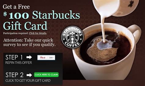 Offer for Pinners only. Get your free $100 Starbucks gift card ...