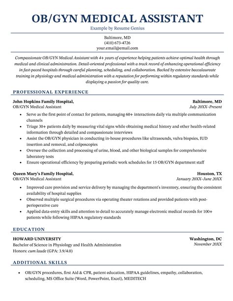 OB/GYN Medical Assistant Resume - Example & Free Template