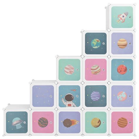 Cube Storage Cabinet for Kids with 15 Cubes White PP