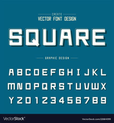 Font and alphabet square typeface letter Vector Image