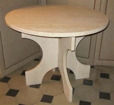 Italian Travertine Round Side Table, Contemporary For Sale at 1stDibs