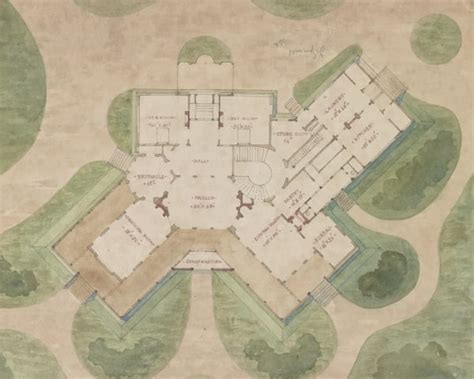 Print: Griswold House, Newport Art Museum. First Floor Plan And Site Plan - Walmart.com