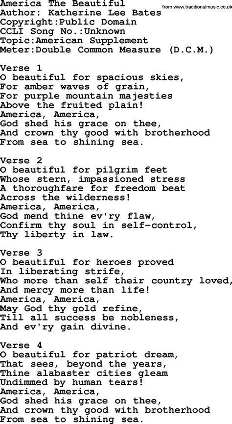 Most Popular Church Hymns and Songs: America The Beautiful - Lyrics ...