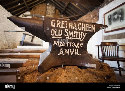 Scotland, Gretna Green, Marriage Anvil in the Old Blacksmith's Shop Stock Photo - Alamy