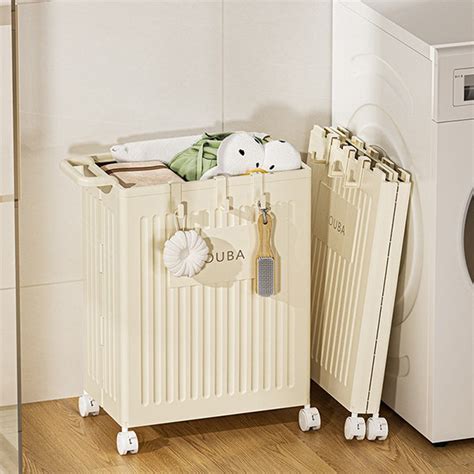 Foldable Laundry Basket with Wheels - Space-Saving - Portable - Large ...