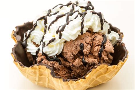 Chocolate Ice Cream Sundae in Waffle Bowl Stock Image - Image of summer, sweet: 89561135