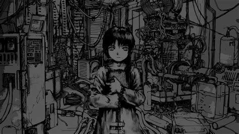 Female anime character sketch, Serial Experiments Lain, anime girls, monochrome, machine HD ...