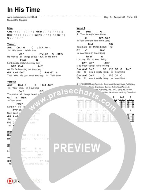 In His Time Chords PDF (Maranatha Singers) - PraiseCharts