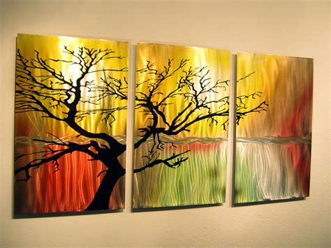 Tree in Silhouette- Metal Wall Art Contemporary Modern Decor- 3 panels · Inspiring Art Gallery ...