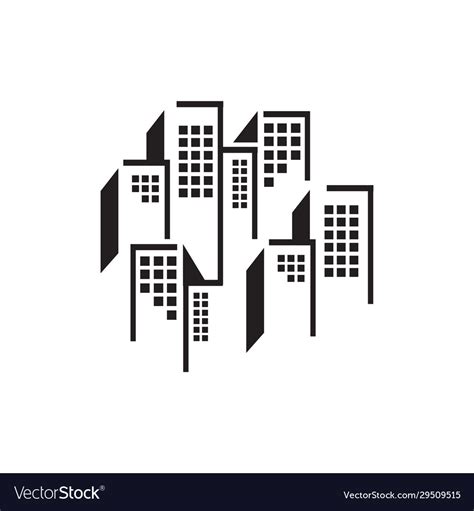 Colorful city line drawing logo stack building Vector Image