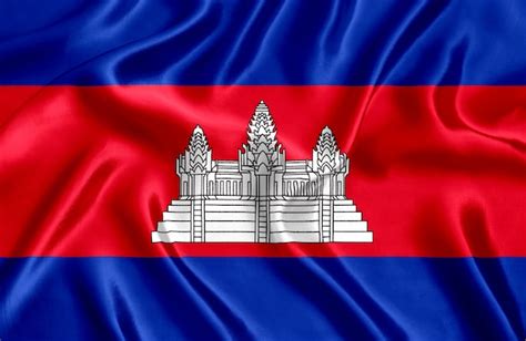 Premium Photo | Flag of cambodia silk close-up background