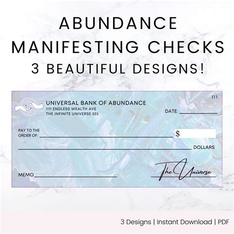 Abundance Checks Digital Bundle for Manifestation Vision Board Clip Art Party Supply Kit ...