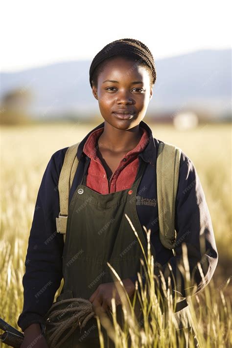 Premium Photo | Portrait of a young female farmer standing in a field ...