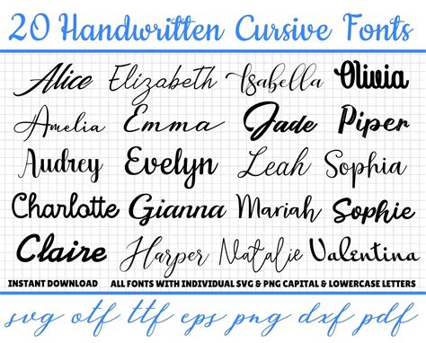 Handwritten Fonts Svg Cursive Font Svg Cursive Font Bundle - Etsy Canada