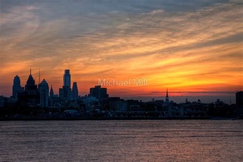 "Philadelphia Skyline at Sunset" by Michael Mill | Redbubble