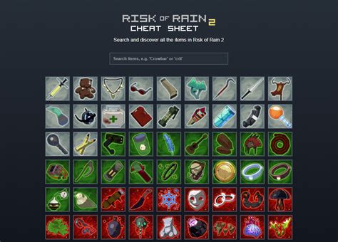 Risk of Rain 2 Item Cheat Sheet – Steam Solo