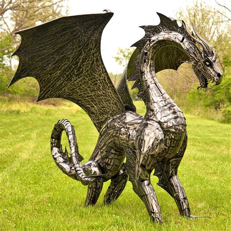 Large Metal Dragon Statue "Angry Ira"