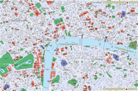 London top tourist attractions map - Downtown guide map of main ...