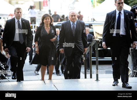 Dominique Strauss-Kahn and his wife Anne Sinclair arrive at the New York City Criminal Court in ...