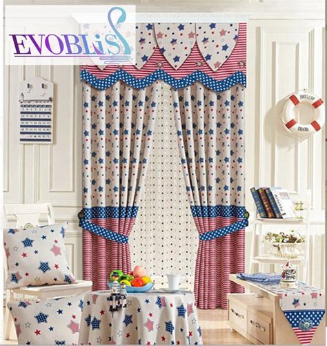 Ice cream candy color children's room pastoral printing curtains for ...