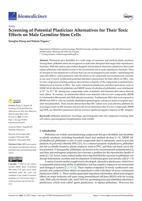 (PDF) Screening of Potential Plasticizer Alternatives for Their Toxic Effects on Male Germline ...