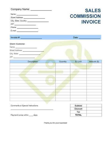 Sales Commission Invoice Template | Invoice Generator