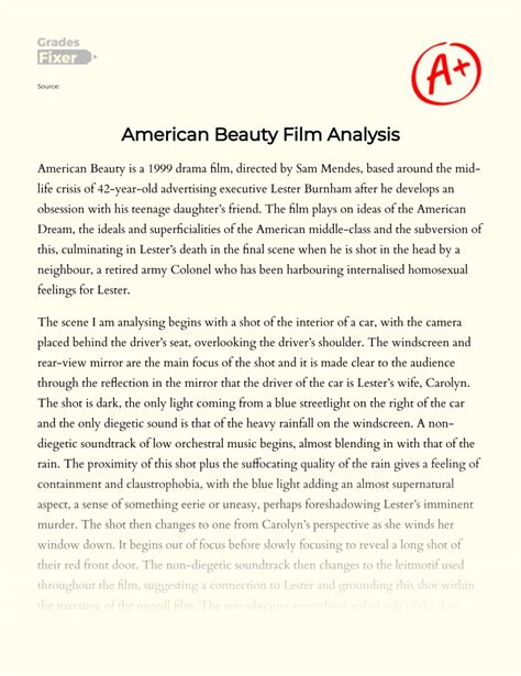 American Beauty Film Analysis: [Essay Example], 1470 words