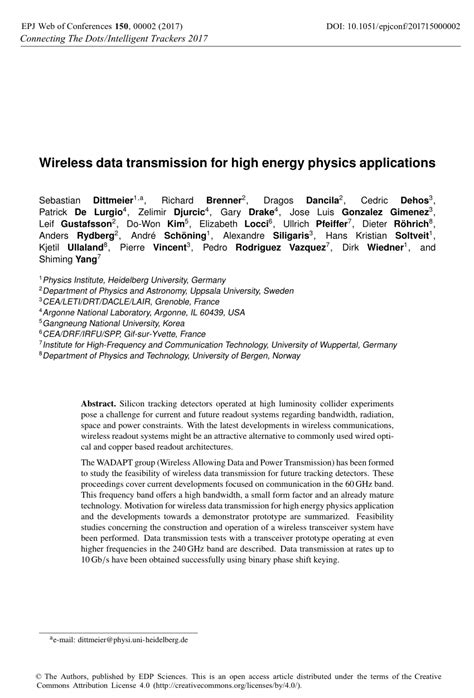 (PDF) Wireless data transmission for high energy physics applications