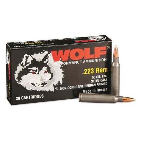 Wolf, .223 Remington, 55 Grain, FMJ Ammo, 20 Rounds - 714585, .223 Remington Ammo at Sportsman's ...